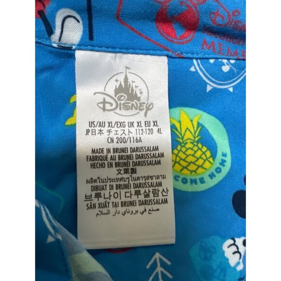 Disney Mickey Mouse Short Sleeve Shirt Blue Welcome Home All Over Print Mens XL - Picture 4 of 5